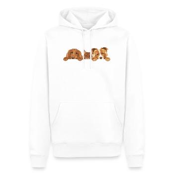 Coup d’œil mignon chat roux et deux chiens - Sweat à capuche Premium bio Homme - blanc - Devant - Nico (187cm)