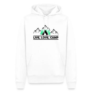 Camp d’amour en direct - Sweat à capuche Premium bio Homme - blanc - Devant - Nico (187cm)
