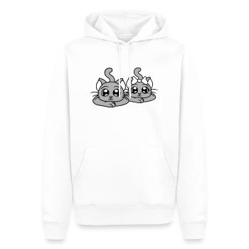 Zwei Katzen Paar 2 Romantisches verliebtes Pärchen - Männer Premium Bio Hoodie - Weiß - Vorne - Nico (187cm)