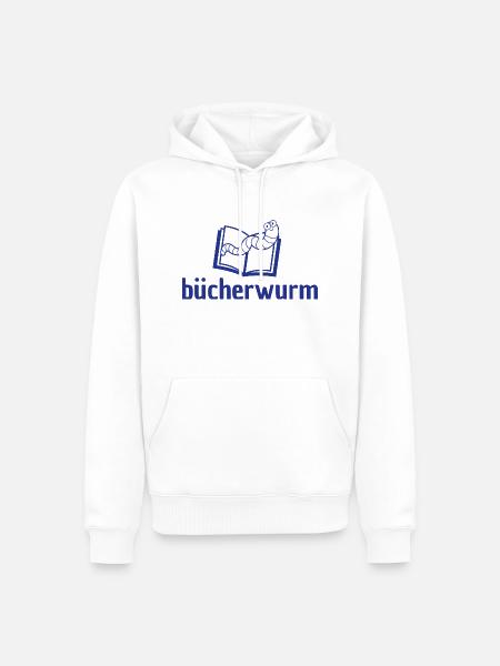 Bücherwurm - Männer Premium Bio Hoodie - Weiß