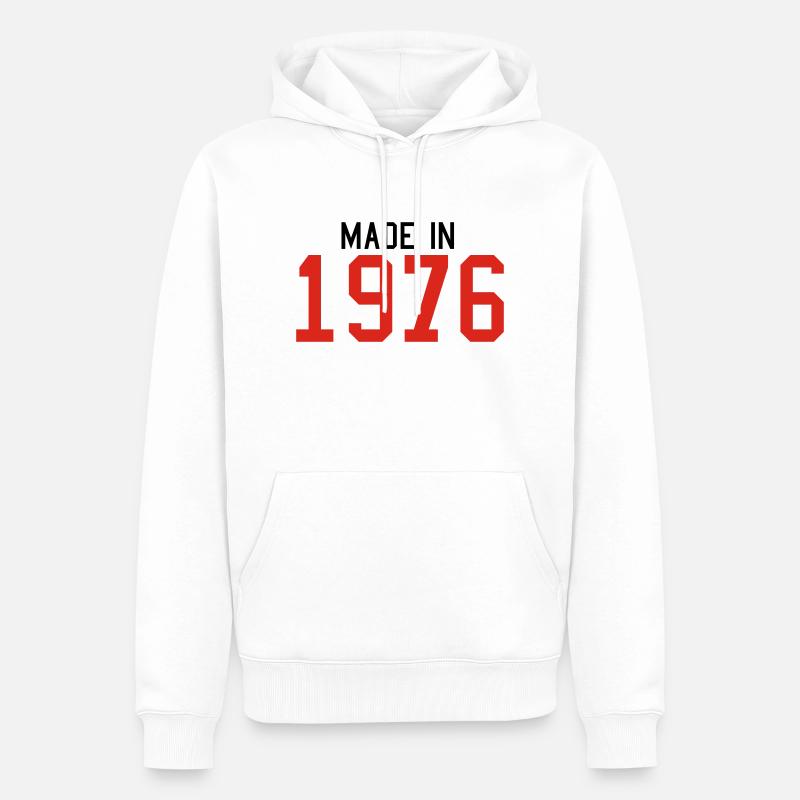 1976 - Sweat à capuche Premium bio Homme - blanc