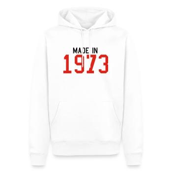 1973 - Männer Premium Bio Hoodie - Weiß - Vorne - Nico (187cm)