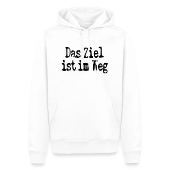 das Ziel ist im Weg - Männer Premium Bio Hoodie - Weiß - Vorne - Nico (187cm)