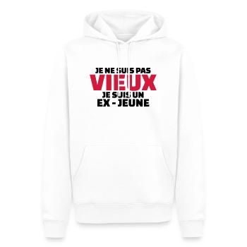 Je ne suis pas vieux je suis un ex-jeune - Sweat à capuche Premium bio Homme - blanc - Devant - Nico (187cm)
