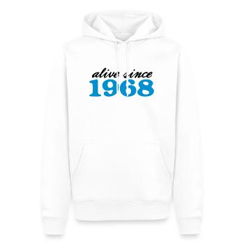 alive since 1968 - Männer Premium Bio Hoodie - Weiß - Vorne - Nico (187cm)