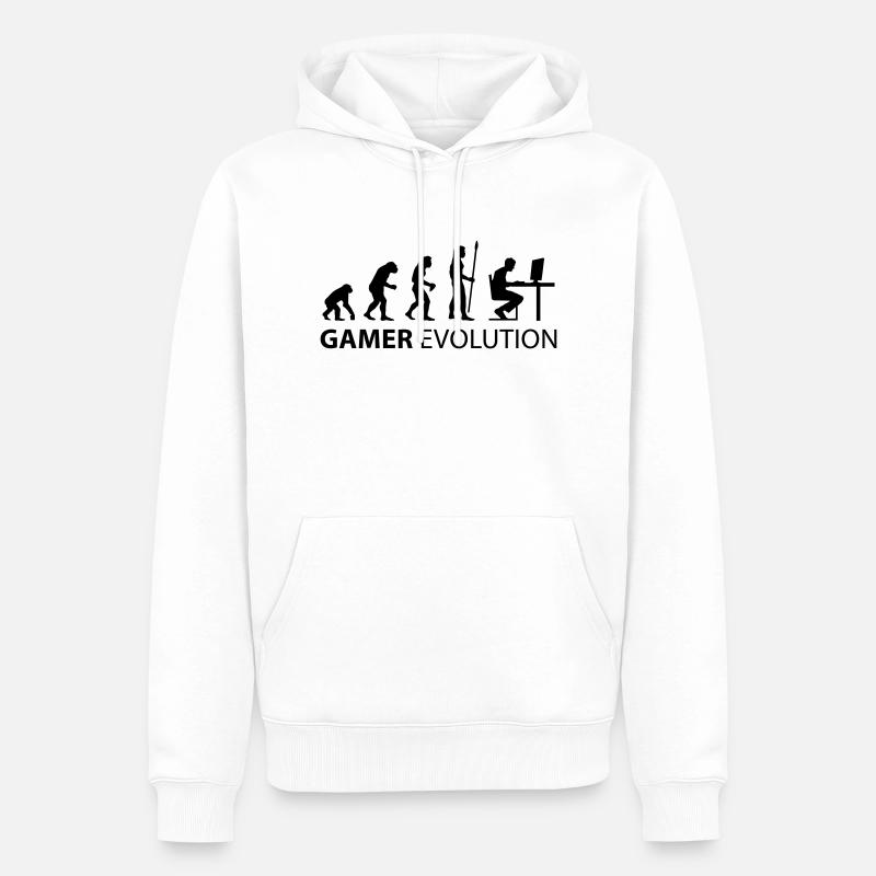 evolution_born_gamer - Männer Premium Bio Hoodie - Weiß