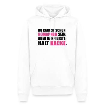 Homophobie is' Kacke - Männer Premium Bio Hoodie - Weiß - Vorne - Nico (187cm)