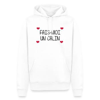 Fais-moi un calin - Sweat à capuche Premium bio Homme - blanc - Devant - Nico (187cm)