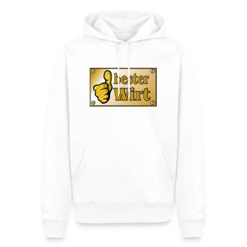 Vom Grafik Designer---Messingschild - bester Wirt - Männer Premium Bio Hoodie - Weiß - Vorne - Nico (187cm)