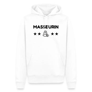 Massage / Masseur / Masseuse / Métier / Job - Sweat à capuche Premium bio Homme - blanc - Devant - Nico (187cm)