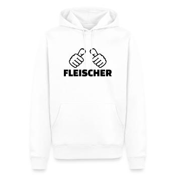 Fleischer - Männer Premium Bio Hoodie - Weiß - Vorne - Nico (187cm)