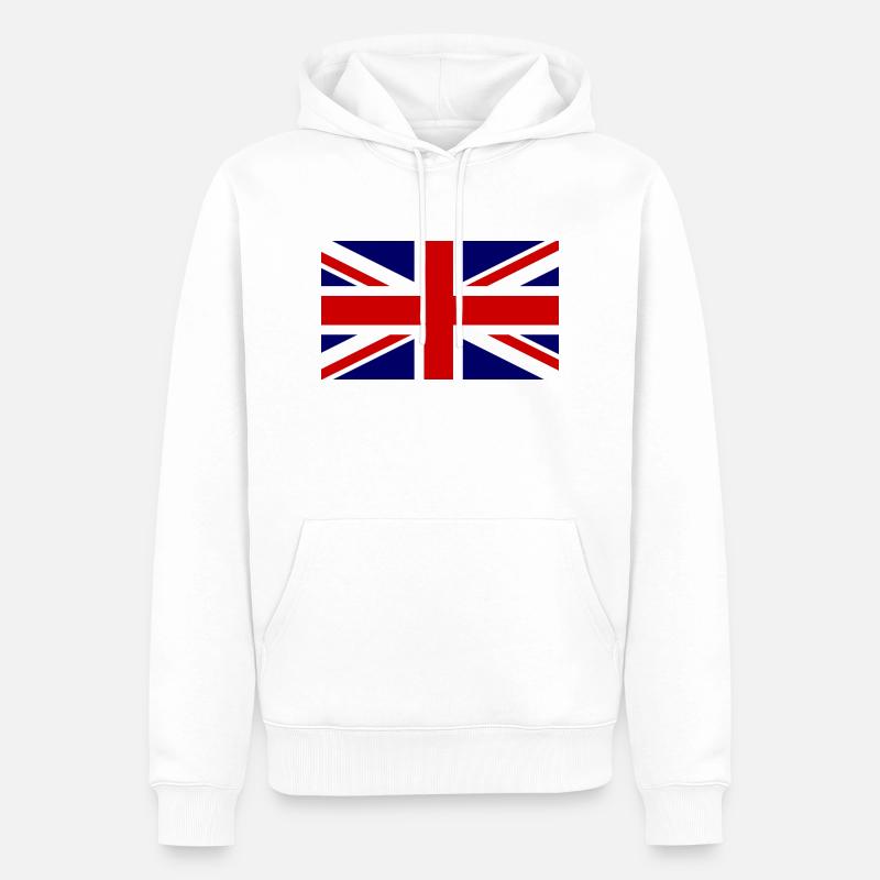 Drapeau Union Jack - Angleterre - Sweat à capuche Premium bio Homme - blanc