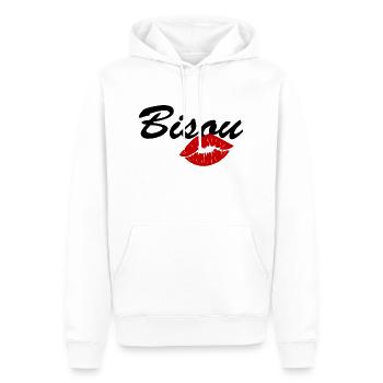 bisou / amour bébé / saint valentin - Sweat à capuche Premium bio Homme - blanc - Devant - Nico (187cm)