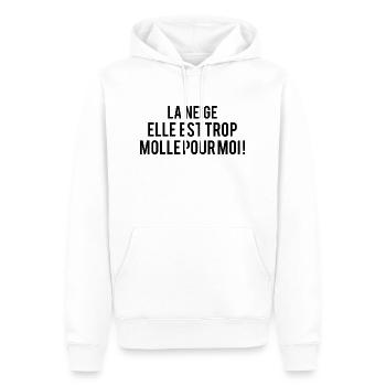 LA NEIGE EST TROP MOLLE POUR MOI - Sweat à capuche Premium bio Homme - blanc - Devant - Nico (187cm)