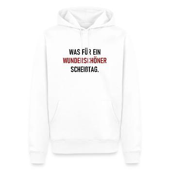 Was für ein wunderschöner Scheißtag - Spruch - Männer Premium Bio Hoodie - Weiß - Vorne - Nico (187cm)