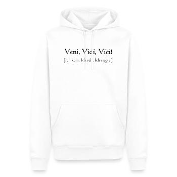 Veni, Vidi, Vici! - Ich kam, ich sah, ich siegte! - Männer Premium Bio Hoodie - Weiß - Vorne - Nico (187cm)