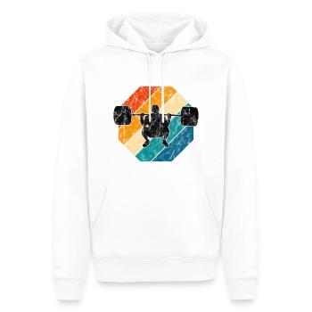 Bodybuilding Bodybuilder GYM Fitnessstudio Retro - Men’s Premium Organic Hoodie - white - Front - Nico (187cm)