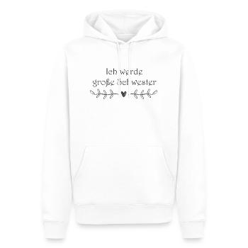 Ich werde große Schwester - Männer Premium Bio Hoodie - Weiß - Vorne - Nico (187cm)