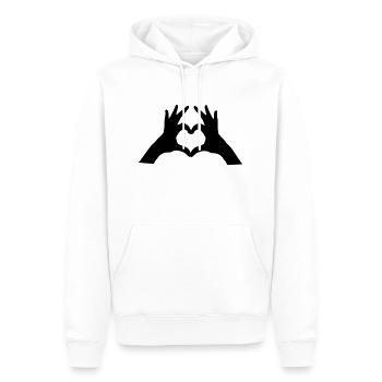 mains coeur - Sweat à capuche Premium bio Homme - blanc - Devant - Nico (187cm)