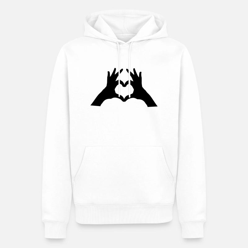 hands heart - Männer Premium Bio Hoodie - Weiß