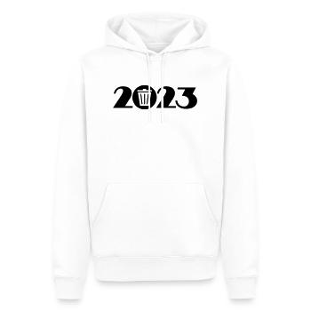 Trash 2023, Abfall 2023, Dreck 2023 - Männer Premium Bio Hoodie - Weiß - Vorne - Nico (187cm)