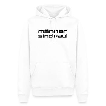 männer sind faul, sprüch, frauen - Männer Premium Bio Hoodie - Weiß - Vorne - Nico (187cm)