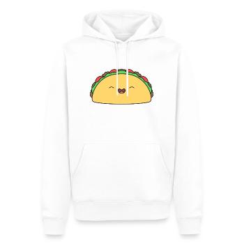 Mignon taco kawaii happy face cuisine mexicaine - Sweat à capuche Premium bio Homme - blanc - Devant - Nico (187cm)