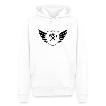 wappen shield dachdecker - Männer Premium Bio Hoodie - Weiß - Vorne - Nico (187cm)