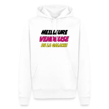 MEILLEURE VENDEUSE DE LA GALAXIE - Sweat à capuche Premium bio Homme - blanc - Devant - Nico (187cm)