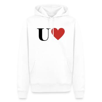 Lettre u cœur rouge - Sweat à capuche Premium bio Homme - blanc - Devant - Nico (187cm)