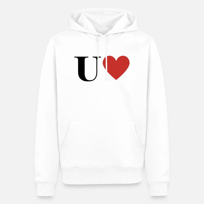Buchstabe u rotes Herz - Männer Premium Bio Hoodie - Weiß