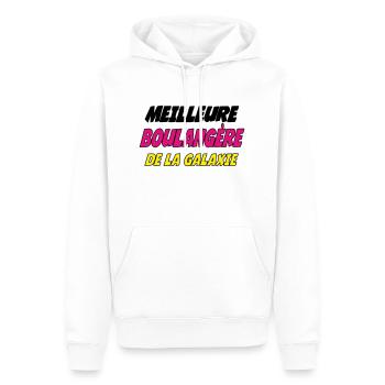 MEILLEURE boulangère DE LA GALAXIE - Sweat à capuche Premium bio Homme - blanc - Devant - Nico (187cm)