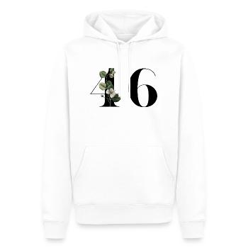 Numéro 46 floral vert - 46e anniversaire floral - Sweat à capuche Premium bio Homme - blanc - Devant - Nico (187cm)