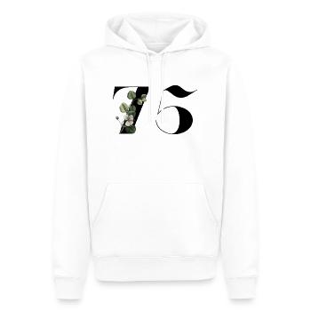 Zahl 75 Blumengrün - 75. Blumengeburtstag - Männer Premium Bio Hoodie - Weiß - Vorne - Nico (187cm)