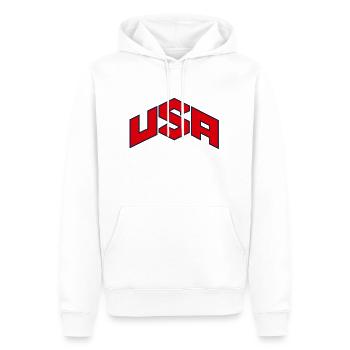 USA - Men’s Premium Organic Hoodie - white - Front - Nico (187cm)