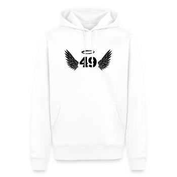 Numéro 49 ange - 49e anniversaire ailes - Sweat à capuche Premium bio Homme - blanc - Devant - Nico (187cm)