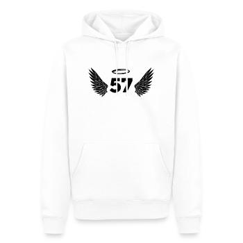 Numéro 57 ange - 57e anniversaire ailes - Sweat à capuche Premium bio Homme - blanc - Devant - Nico (187cm)
