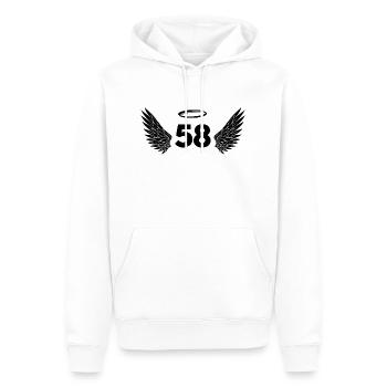Numéro 58 ange - 58e anniversaire ailes - Sweat à capuche Premium bio Homme - blanc - Devant - Nico (187cm)