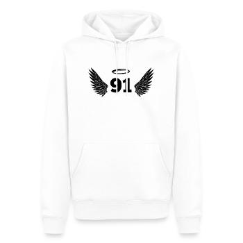 Nummer 91 Engel - Flügel zum 91. Geburtstag - Männer Premium Bio Hoodie - Weiß - Vorne - Nico (187cm)