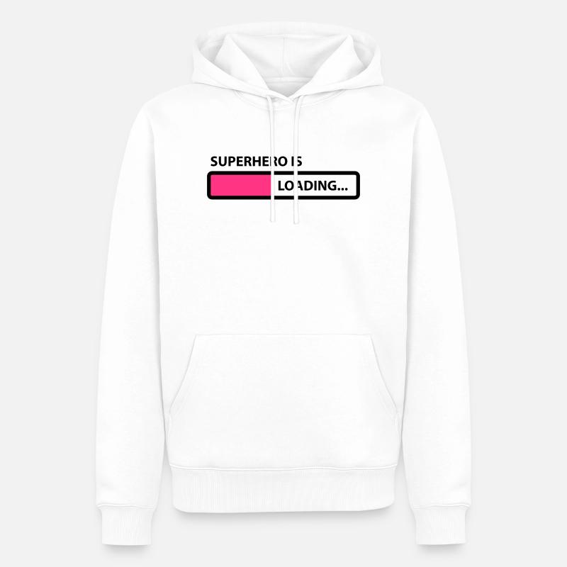superhero is loading - Sweat à capuche Premium bio Homme - blanc