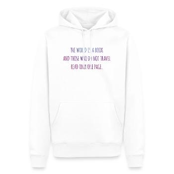 Le monde est un livre. - Sweat à capuche Premium bio Homme - blanc - Devant - Nico (187cm)
