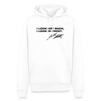 Lothar Matthäus Frauen T-Shirt "I look not back" - Männer Premium Bio Hoodie - Weiß - Vorne - Nico (187cm)