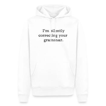 I’m silently correcting your grammar. - Men’s Premium Organic Hoodie - white - Front - Nico (187cm)