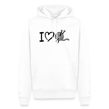 I love Tricoter - Sweat à capuche Premium bio Homme - blanc - Devant - Nico (187cm)