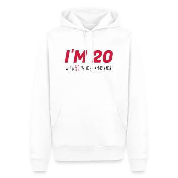 77 / anniversaire / Sport / Fête / soixante - Sweat à capuche Premium bio Homme - blanc - Devant - Nico (187cm)
