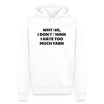 Tricot / Tricoter / Tricoteuse / Broderie - Sweat à capuche Premium bio Homme - blanc - Devant - Nico (187cm)