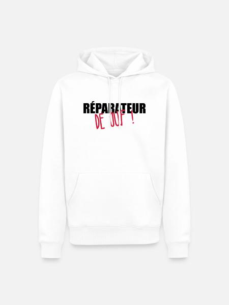 Repairer Repair Reparatur Réparateur Réparation - Men’s Premium Organic Hoodie - white