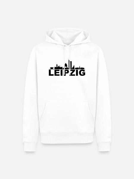 Skyline - Leipzig - Männer Premium Bio Hoodie - Weiß