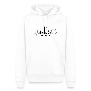Skyline - Sylt Westerland Herz - Männer Premium Bio Hoodie - Weiß - Vorne - Nico (187cm)