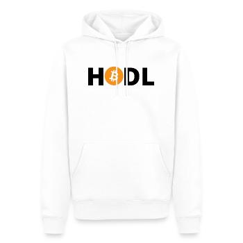 HODL Bitcoin Orange - Männer Premium Bio Hoodie - Weiß - Vorne - Nico (187cm)